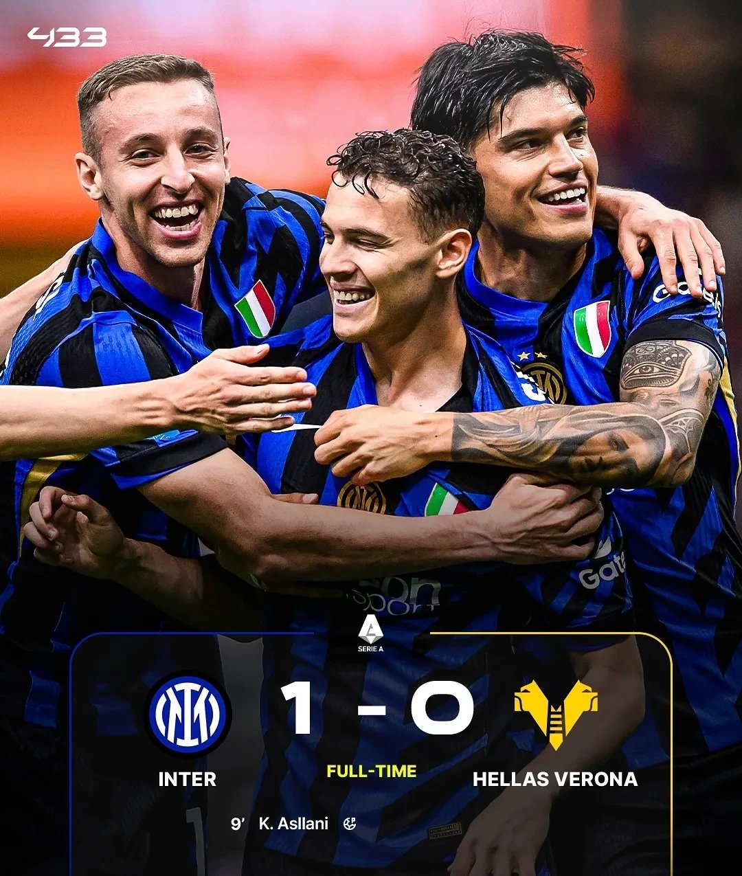 意甲榜首之战，国米客场2-0胜AC米兰，取得连胜对决胜利