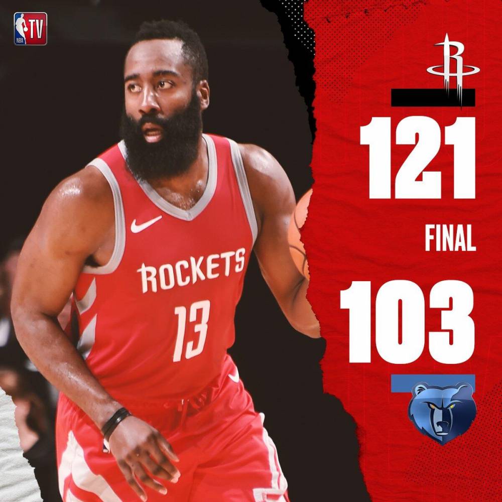 火箭大胜灰熊，领先西部积分榜